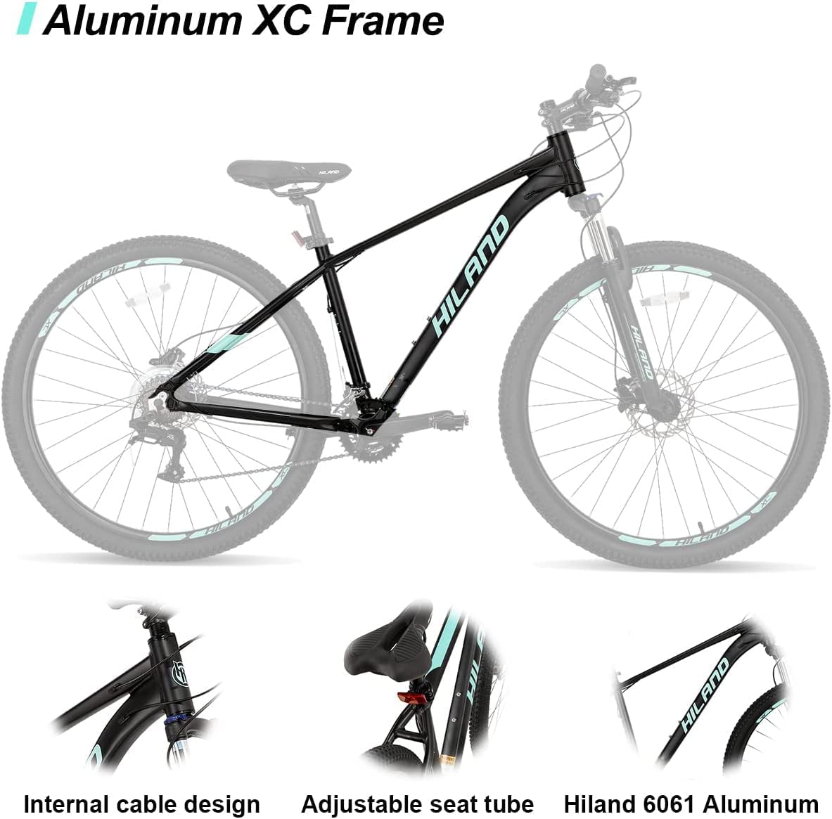 HILAND MTB 29 Pulgadas Plateado Shimano 21 Velocidades para Hombres y  Mujeres Bicicleta de Montaña Hardtail con Marco de Aluminio de 431 mm y  Freno de Disco : : Deportes y aire libre