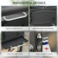 thumbnail image 5 of Zateety Charcoal Grill, BBQ with Adjustable Height, Portable Barbecue with Folding Shelves, Thermometer, Bottle Opener & Wheels for Outdoor Camping, Picnic, Patio, Backyard, Black, 5 of 9