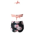thumbnail image 4 of Pompotops Women Vintage Swimsuit Two Piece Retro Halter Ruched High Waist Print Bikini Set S-2XL, 4 of 8