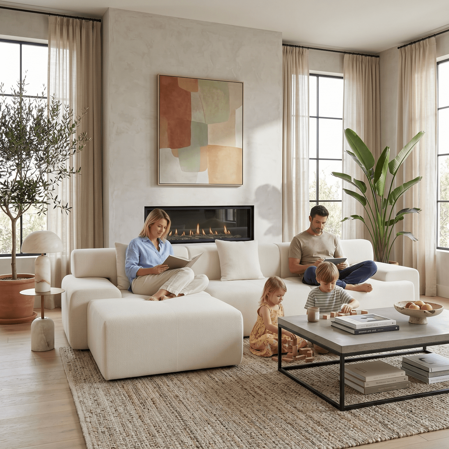 Xiweot Boneless Cloud Couch Sectional Sofa, Oversized Modular Sectional Couch for Living Room, Deep Seat Chenille Sofa with Ottoman, No Assembly Full Foam Comfy Couch for Apartment Bedroom (Beige)