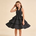 thumbnail image 2 of oqasdz Girls Dresses Polka Dot Print V Neck Backless Elasitc Waist Cinching Tiered Flared Vintage Sunderss for Kids Youth Summer Dress, 2 of 7
