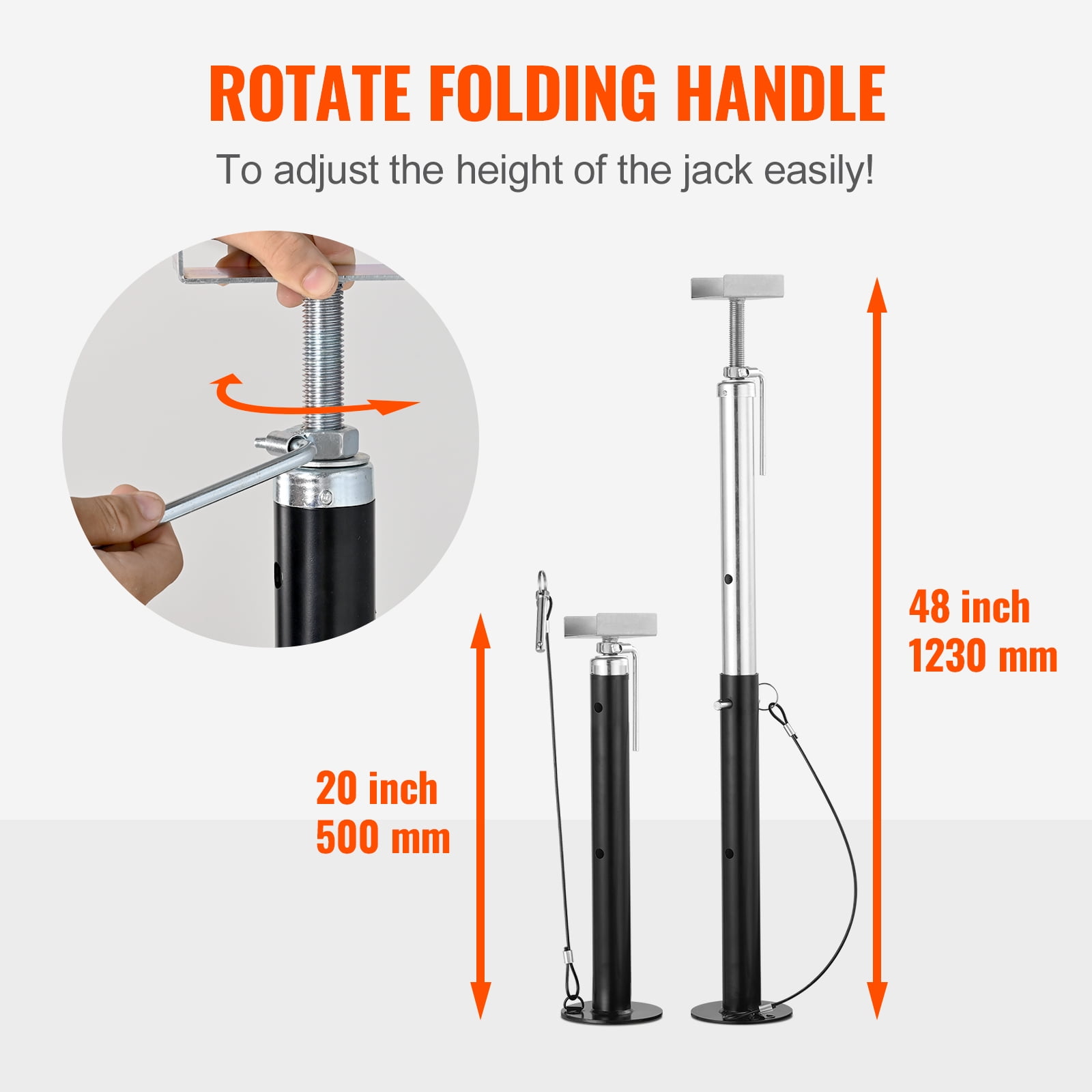 KFFKFF RV Slide Out Support Stabilizer Jacks Adjustable 20"-48" Trailer RV 2 Pack