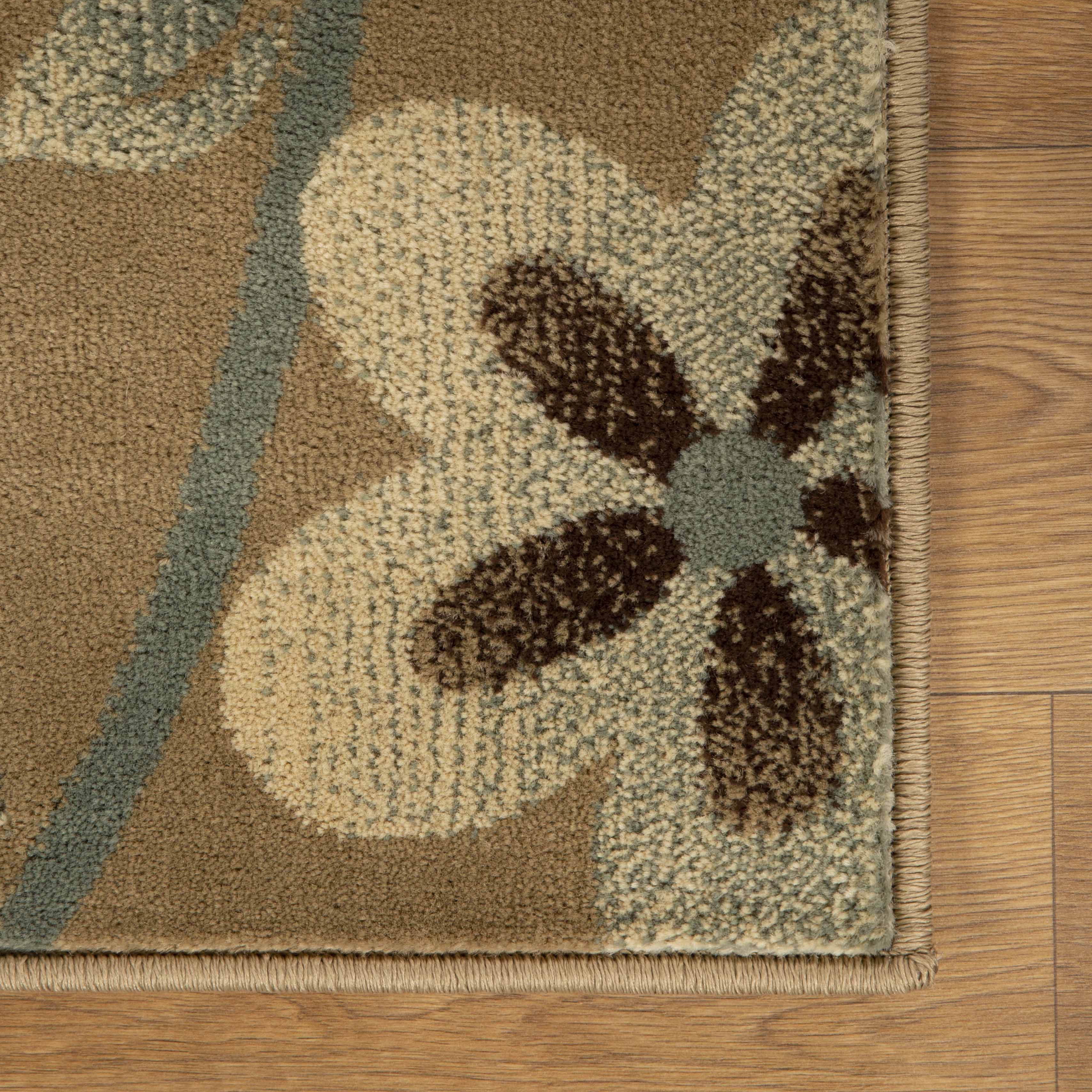 Superior Bohemian Oversized Flower with Vines Power-Loomed Indoor Area Rug, Taupe, 7' x 9'