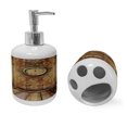 thumbnail image 2 of Ambesonne Antique Soap Dispenser & Toothbrush Holder Set, Medieval Architecture, 2 Pcs, Beige Brown, 2 of 6