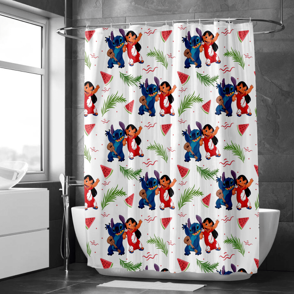 Lilo & Stitch Shower Curtains For Bathroom Decor,Waterproof, Machine