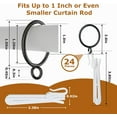 thumbnail image 3 of QIANJI 1.25 Inch Curtain Rings with Hooks, 24 Pack Black Metal Drapery Rings with Pins Fits Up to 1 Inch Curtain Rods, 3 of 7