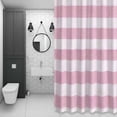 thumbnail image 4 of Pink Linen Stripes Shower Curtain for Bathroom Decor, Vintage Country Waterproof Fabric Shower Curtain, 36"x78" Set with 12 Hooks, 4 of 9