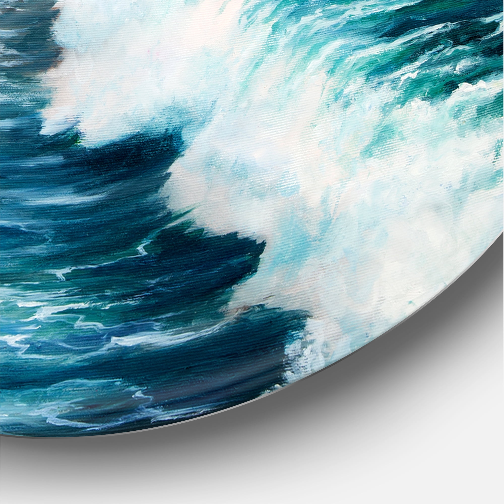 Designart 'Sunrise Glow On The Ocean Waves III' Nautical & Coastal Circle Metal Wall Art 23x23 - Disc of 23