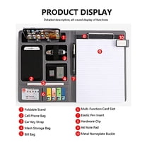 Padfolio Clipboard Folder Portfolio A4 Leather Resume Portfolio Interview Legal Document Organizer Business School Office Conference Notepad Writing Pad ( Color : Dark grey , Size