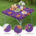 thumbnail image 4 of Purple Halloween Pumpkins Bats and Spiders Square Fitted Tablecloth with Elastic Edge,Square Table Cover,Washable Elastic Table Cover for Home Kitchen Party Decor 36"x36", 4 of 6