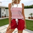 thumbnail image 2 of Costeam Womens Striped Crew Neck Tank Top and Shorts Two Piece Casual Set Soft Lightweight Breathable Everyday Loungewear Outfit, 2 of 7