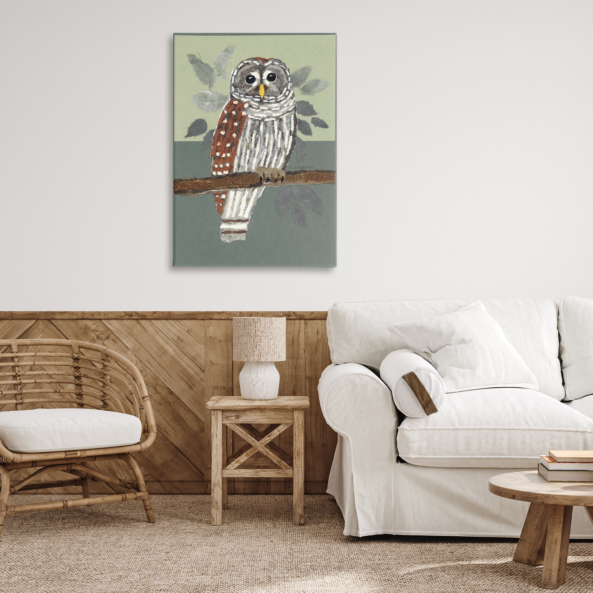 Stupell Industries Owl Perched Tree Branch Animals & Insects Painting Gallery Wrapped Canvas Art Print Wall Art, 24 x 36