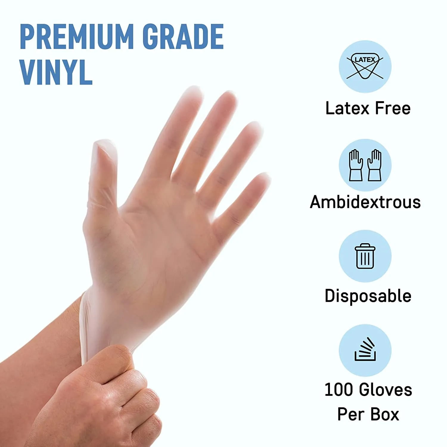 Dre Health Disposable Vinyl Gloves Case (S) 1000 Pack - Clear Latex and Powder Free Medical Exam Gloves 10 Packs of 100