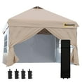 thumbnail image 1 of Outsunny 10' x 10' Pop Up Canopy Tent, Instant Sun Shelter, Beige, 1 of 10