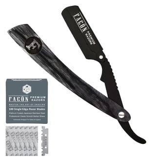 Honoson Professional Straight Razor Kit For Men - Barber Razor With Neck Duster Brush & 40 Double Edge Blades