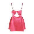 thumbnail image 7 of GEWSEY Women's Sexy Sleeveless Square Neck Adjustable Straps Bow Tie A-line Mini Party Club Dress Hot Pink, M, 7 of 7