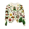 thumbnail image 4 of Women's Christmas Sweatshirt Santa Print Long Sleeve Crewneck Dropped Shoulder Pullover Top White-1 2XL, 4 of 4