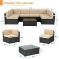 thumbnail image 5 of Danrelax 7-Piece Outdoor Sectional Sofa Patio Conversation Set, PE Rattan Wicker Furniture, Steel Frame, Brown w/ Black Rattan, 5 of 9