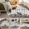 thumbnail image 5 of Large Round Rug 8Ft Washable Non-Slip, Rabbits Pine Cone Circle Area Rugs for Living Room Bedroom, Sweet Home Texture Grey Plaid Farmhouse Indoor Floor Mats Carpet Runner for Home Decor, 5 of 8