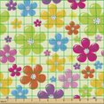 thumbnail image 2 of Ambesonne Colorful Fabric by the Yard Upholstery, Sixties Hippie Flowers, 1 Yard, Multicolor, 2 of 5