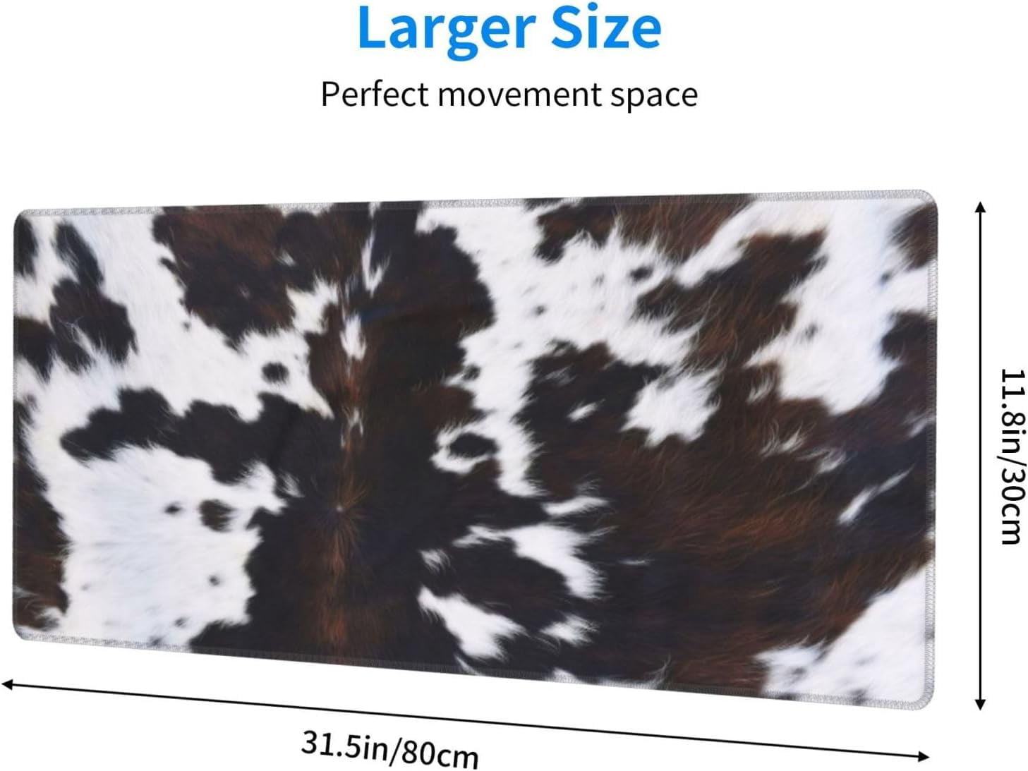 Gaming Mouse Pad, Large Non-Slip Rubber Base Mousepad, Keyboard Mouse Mat, Desk Pad with Stitched Edges, 31.5x11.8inch, Cowhide