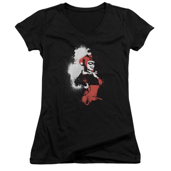 Batman Splattered Couple Junior Women's T-Shirt V-Neck Black