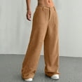 thumbnail image 4 of WTOBBY Women's Corduroy Pants Casual High Waist Elastic Waist Straight Leg Loose Comfy Trousers with Pockets Winter,Earthy Yellow M, 4 of 7