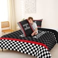 thumbnail image 4 of Erosebridal Racing Flag Full Size Comforter Sets for Kids Boys, Monogrammed H Bedding Sets, Black Reversible 3-Piece, 1 Comforter and 2 Pillowcases, 4 of 6