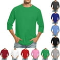 thumbnail image 5 of Chiccall Mens 3/4 Running T Shirts Plus Size Basic Solid Round Neck Active Tee Tops Pink, 5 of 5
