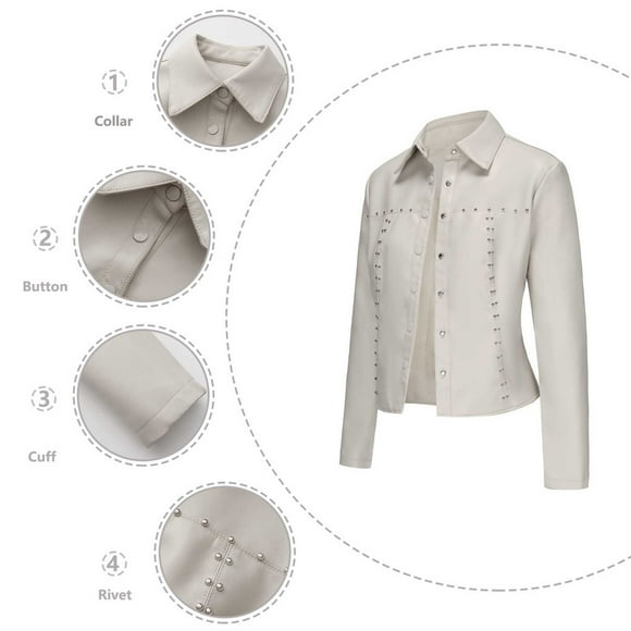 Jackets for Women, Womens Solid Color Short Thin Leather Jacket Long Sleeved Casual Jacket Long Sleeved Hooded Casual Jacket