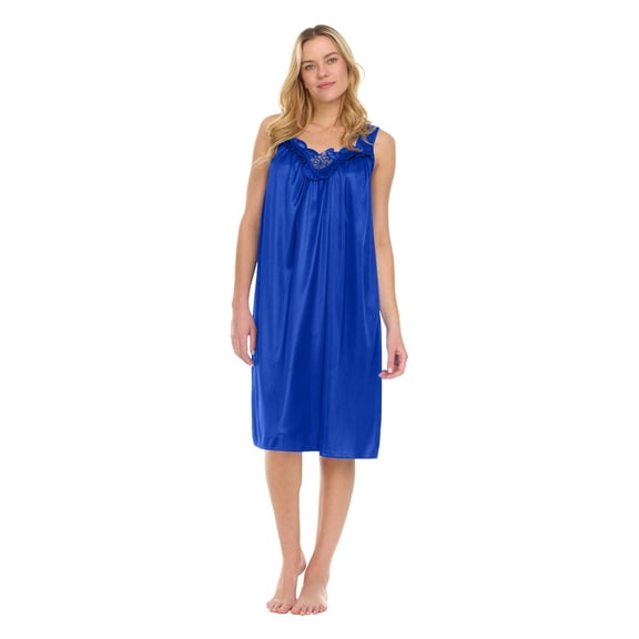 Women's Sleepwear Soft Sleeveless Satin Silk Nightshirt Wide Strap Plus Size Pajama Lightweight Nightgowns for Women