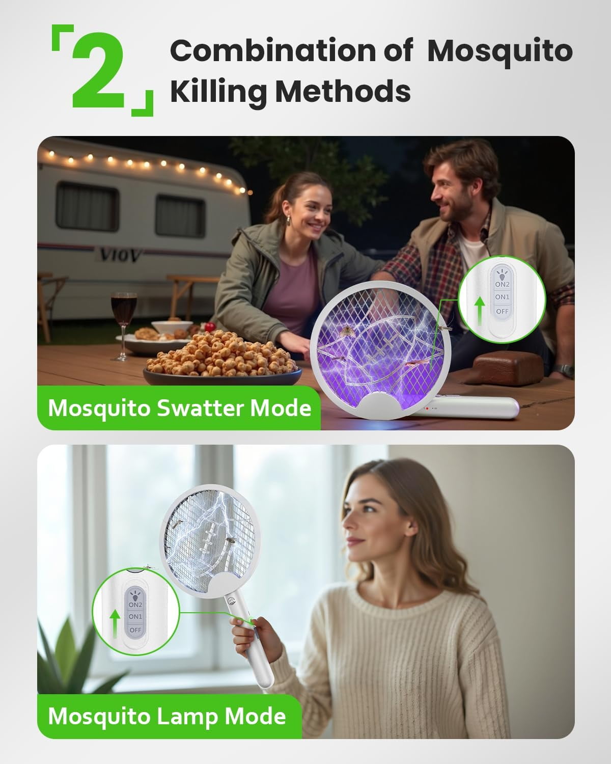 Electric Fly Swatter Racket, Foldable 2 in 1 Bug Zapper with Purple Trap Lamp, 4000V & 1500mAh Powerful Mosquito Trap Killer with Type-C Rechargeable for Indoor Home Office Patio Camp(1 Pack)