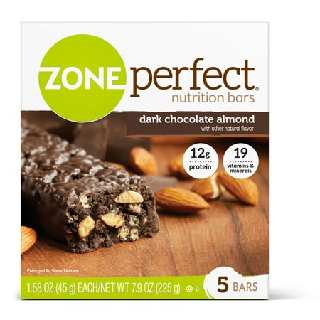 ZonePerfect Nutrition Bar Dark Chocolate Almond High Protein Energy Bars 1.58 oz Bars (Pack of 5)