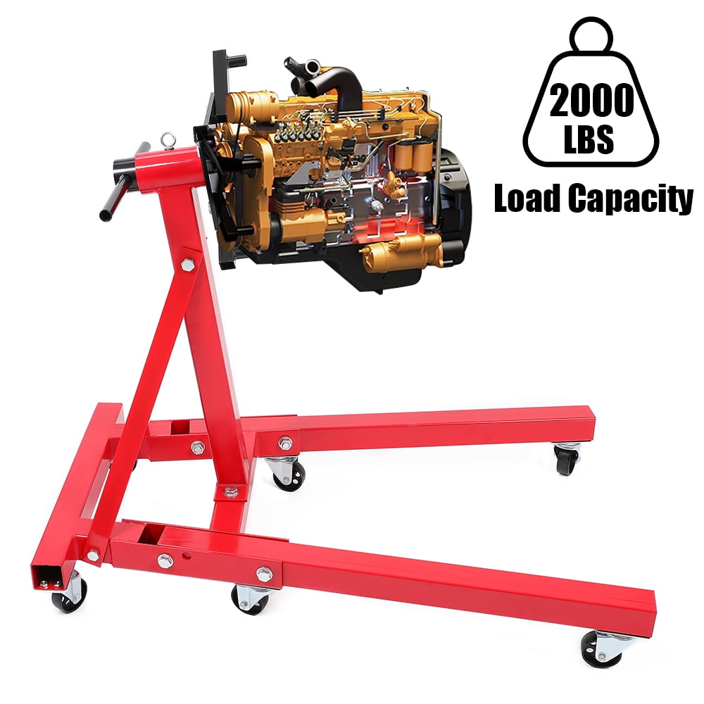 HECASA 360 Degree Rotary Engine Stand Red 2000lbs Capacity Adjustable