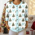 thumbnail image 6 of idosla Christmas Cardigan for Women Funny Fall Winter Retro Ethnic Sweater Tops Long Sleeve Open Front Button Down Knit Coats (Sky Blue, 3XL), 6 of 6