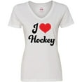 thumbnail image 3 of Inktastic I Love Hockey Women's V-Neck T-Shirt, 3 of 5