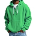 thumbnail image 2 of Huankd Waffle Knit Hoodie Men Quarter Zip Casual Long Sleeve Oversized Pullover Sweatshirt with Pocket Soft Athletic Fall Green M, 2 of 4