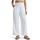 thumbnail image 1 of Pantalones Libin de lino para mujer, pernera ancha y cintura alta, color blanco, 1 of 7