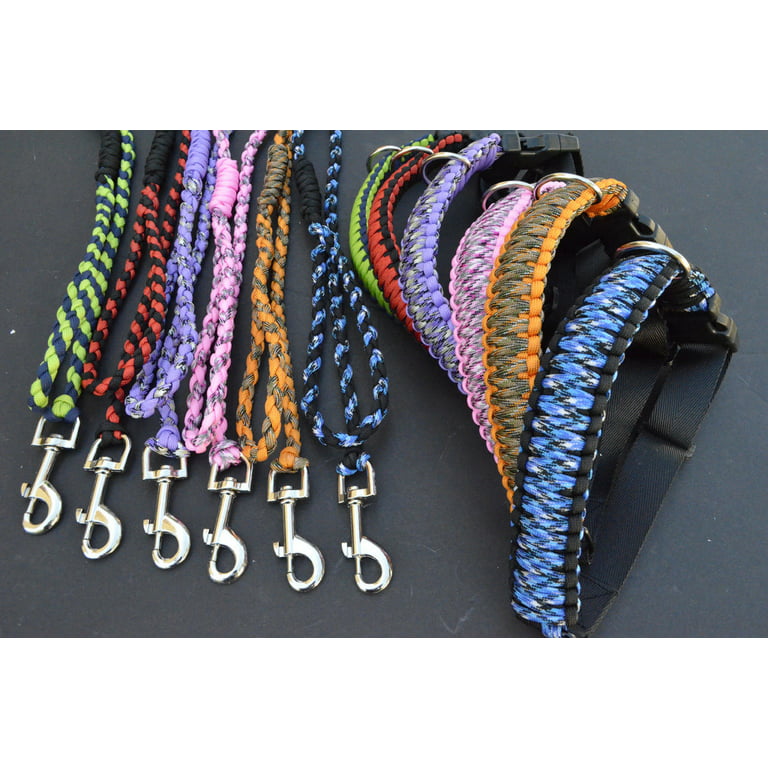 550 Paracord Dog Collar & Leash Set 15 - 25 Collar 6 foot Leash