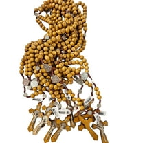  12 X Rosary St BENEDICT wood beads Jerusalem rosary CATHOLIC Rosary Crucifix Necklace lot of 12, Wedding, Memorial Religious Favors