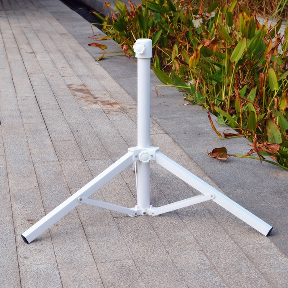 IBASETOY Durable White Iron Garden Umbrella Stand with Adjustable Screw for Stable Patio and