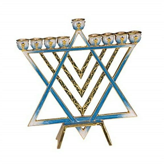 Menorah with Brass Modern Star of David