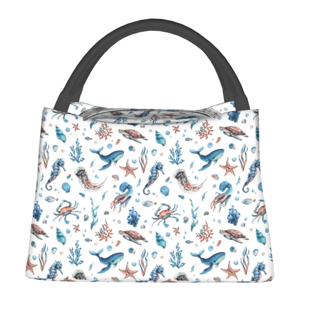 Balery Undersea Animals Bolsa de Aislamiento Portátil – Bolsa de Almuerzo con Forro de Aluminio Mejorado, Funda Impermeable y Fácil de Limpiar para Picnic y Caja de Almuerzo