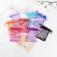 thumbnail image 2 of 100 Pieces 1 Pack Printed Color Gold Butterfly with Drawstring Jewelry Gift Bag, Chiffon Bundle Wedding Christmas Party Gift Bag, Candy Bag, 2 of 7