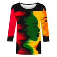 thumbnail image 4 of YanHoo Hauts à Manches 3/4 pour Femmes T-Shirts Graphiques à Manches 3/4 Chandail Décontracté Col Rond T-Shirts Histoire des Noirs Manches 3/4 Grande Taille Hauts pour Femmes en Liquidation, 4 of 5