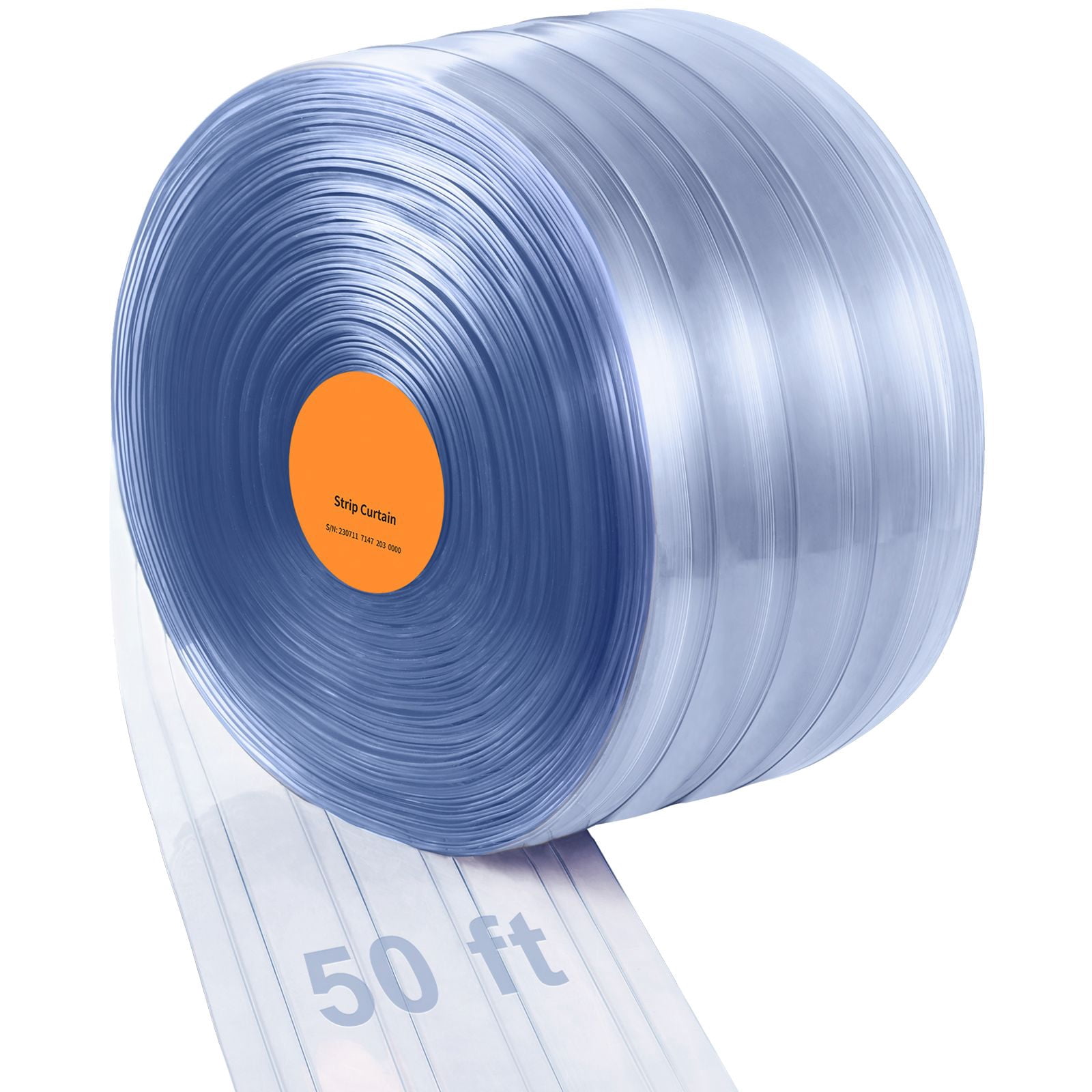Clear PVC Strip Curtain, 50 ft Length x 8 in Width, Ribbed Plastic Door Strip Bulk Roll, Walk in Freezer Cooler Curtain Strips for Doorways of Supermarket, Garage, Warehouse, Pet Animal House