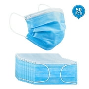 50 PCS Disposable Face Masks Breathable 3-Ply Earloops Thick 3-Layer