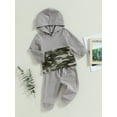 thumbnail image 3 of Bagilaanoe 2PCS Newborn Baby Boy Long Pants Set Camouflage Patchwork Long Sleeve Hoodie Pullover Tops + Sweatpants 6M 12M 18M 24M Infant Casual Sweatsuits, 3 of 9
