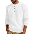 thumbnail image 1 of Yuyuzo Sweatshirts for Men Long Sleeve Quarter Button Casual Round Neck Solid Color Textured Pullover Tops, 1 of 6