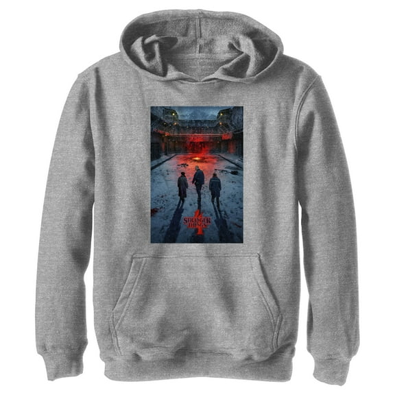 Netflix Boy's Stranger Things Winter Rift Russia Poster Pull Over Hoodie Athletic Heather Medium